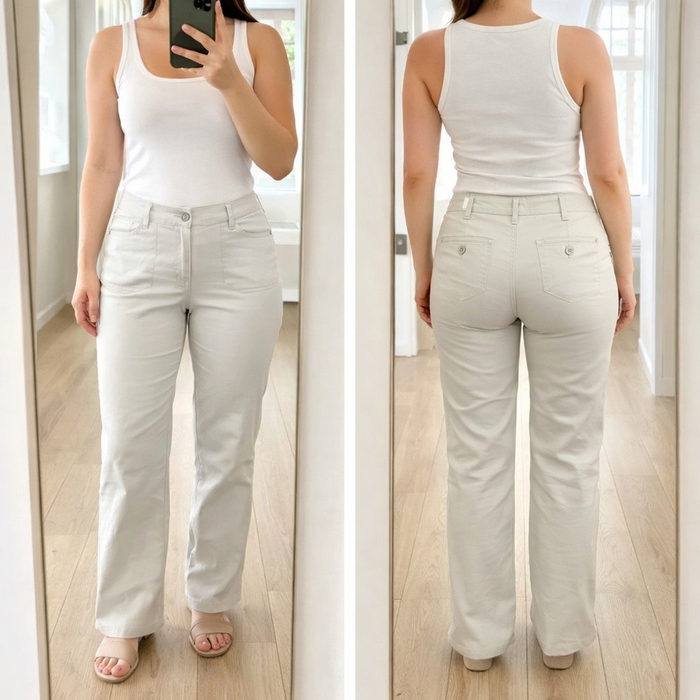 NWT Chico's Size 2 Short Eleanor Pant Women Glacier Gray  Original Fit Straight